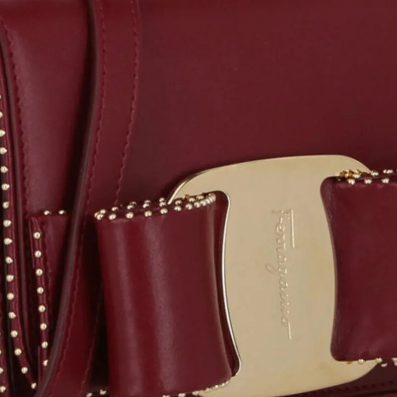 FERRAGAMO Vara Leather Shoulder Bag, Crossbody Bag Mini Women's Rouge Red-4