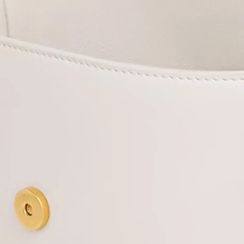 CELINE Cow Leather Bucket Bag Handbag Trumpets Women's White-3