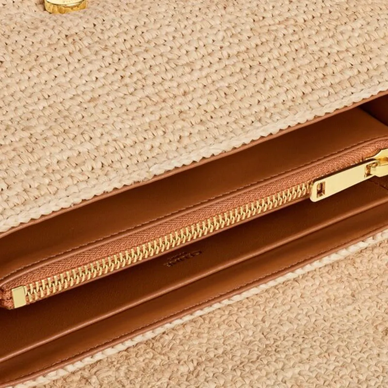 CELINE Victoire Raffia Crossbody Bag Medium Size Women's Natural's-5