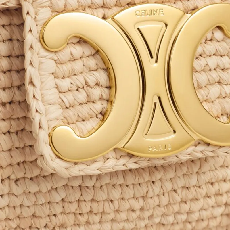 CELINE Victoire Raffia Crossbody Bag Medium Size Women's Natural's-4