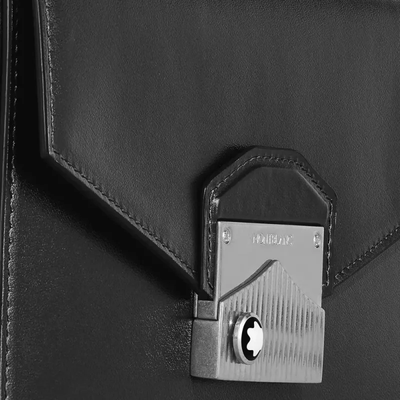 MONTBLANC Meisterstuck Leather Messenger Bag, Crossbody Bag Mini Men's Black-5
