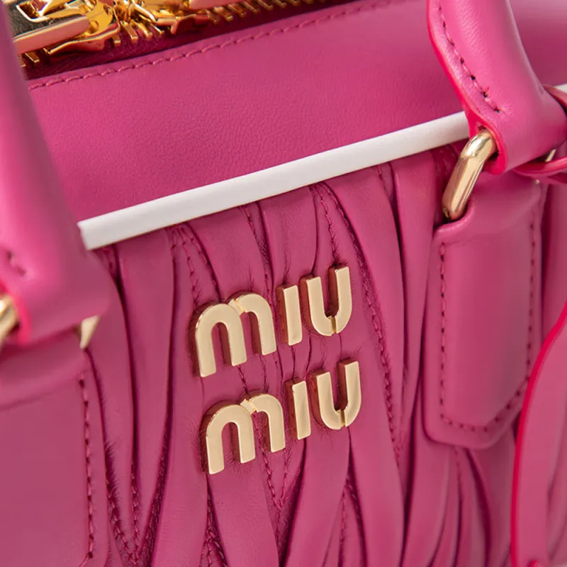 MIU MIU Sheepskin Shoulder Bag, Crossbody Bag, Handbag Trumpets Women's Cherry Blossom Red-3