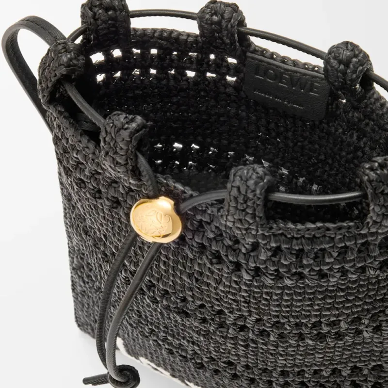 LOEWE Raffia Crossbody Bag Men's Black-4