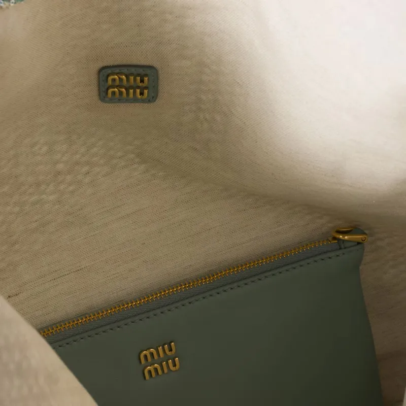 MIU MIU Ivy Polyamide Polyester Shoulder Bag Women's Blue Green-3