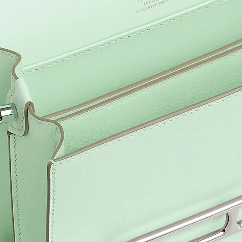 HERMES Roulis Swift Leather Pig Nose Bag, Crossbody Bag Mini Women's Mint Green-3