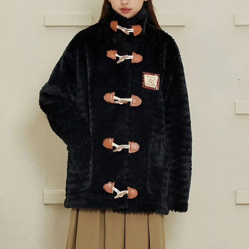 B.Duck Velvet feel Coat Women's Black-2