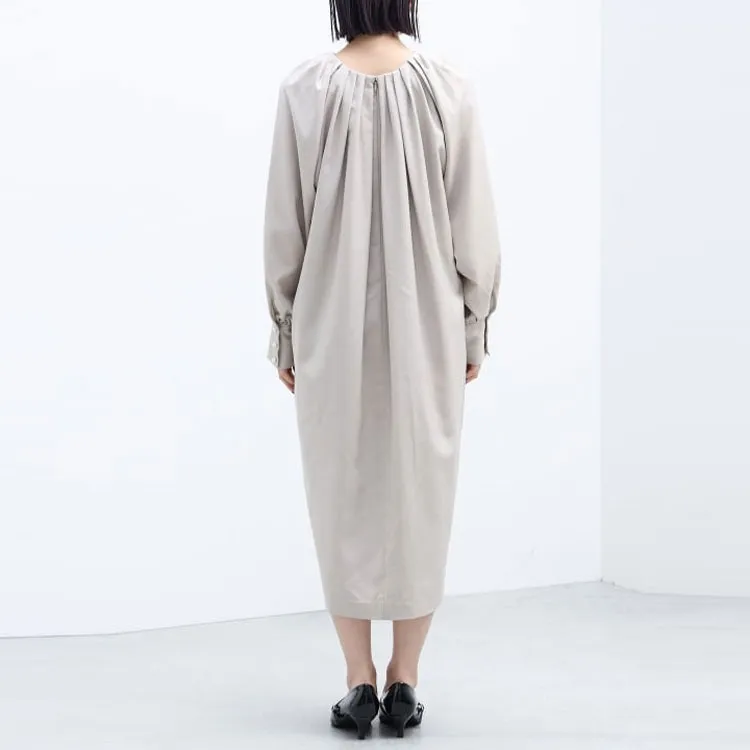 Beams Long Sleeved Dress Women's Beige-2