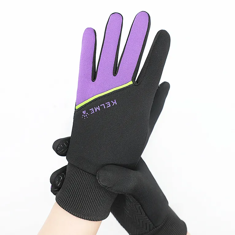 KELME Elastane Sports Gloves Kids' Purple Black-1