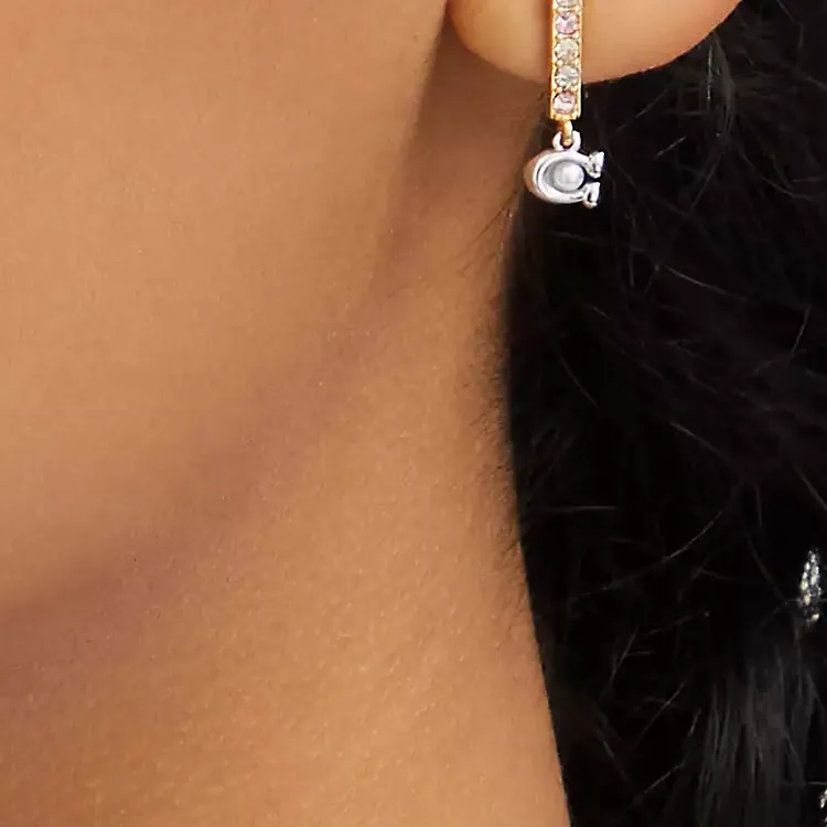 COACH Cubic Zirconia Earrings Women's Multicolor-1