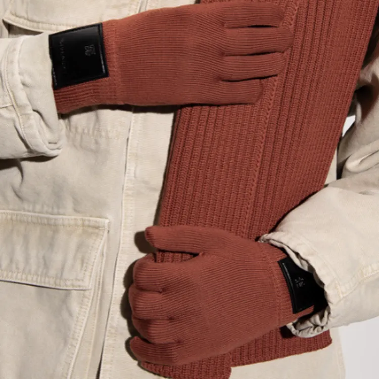 GIVENCHY Knit Gloves Men's Brown-2
