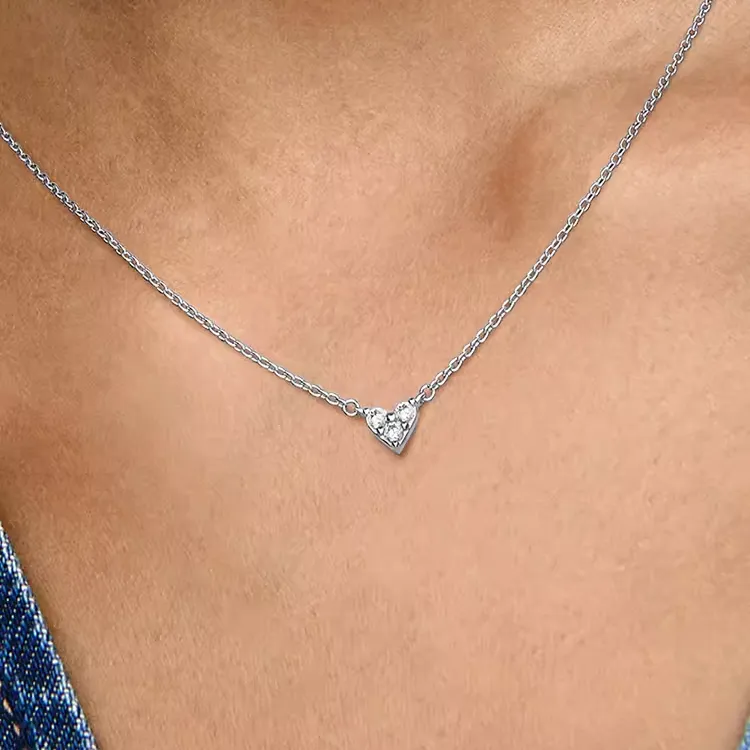 Pandora 925 Sterling Silver Synthetic Cubic Zirconia Necklaces Women's Silver-1