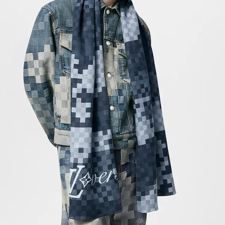 LOUIS VUITTON Knit Scarves Unisex Blue-2