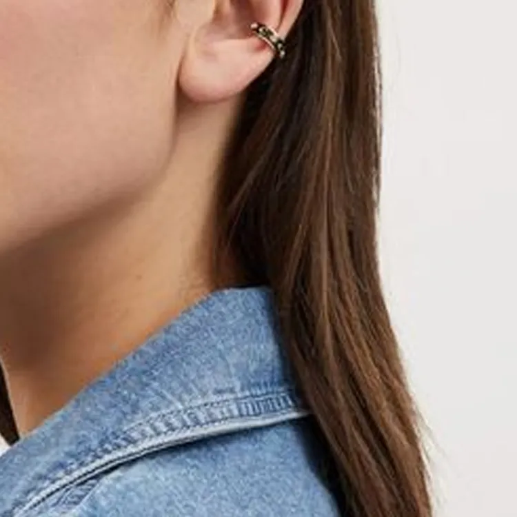 COACH Brass, Enamel, Glass, Cubic Zircon Clip On Earrings Women's Gold-2
