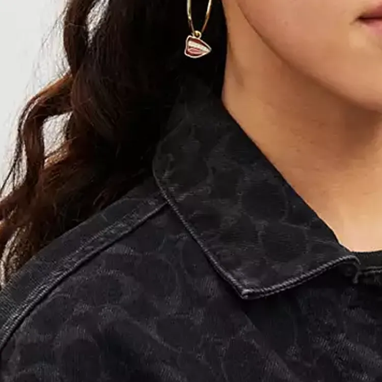 COACH Brass-Plated Enamel Cubic Zirconia Hypoallergenic Titanium Alloy Rod Earrings Unisex Gold-2
