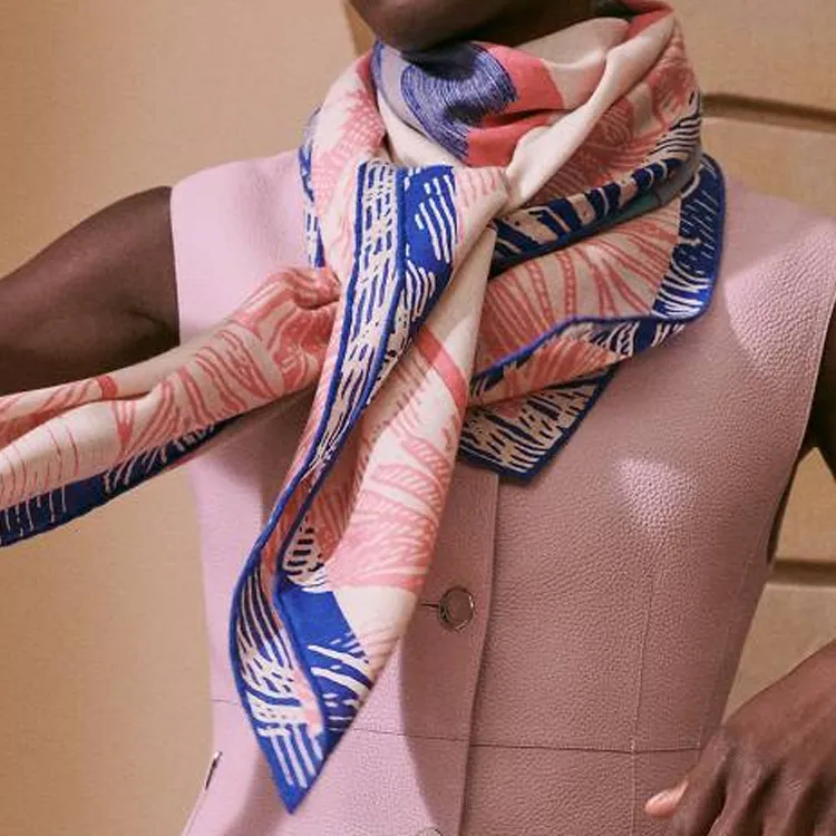 HERMES Cashmere Silk Scarves Women's Pink-2