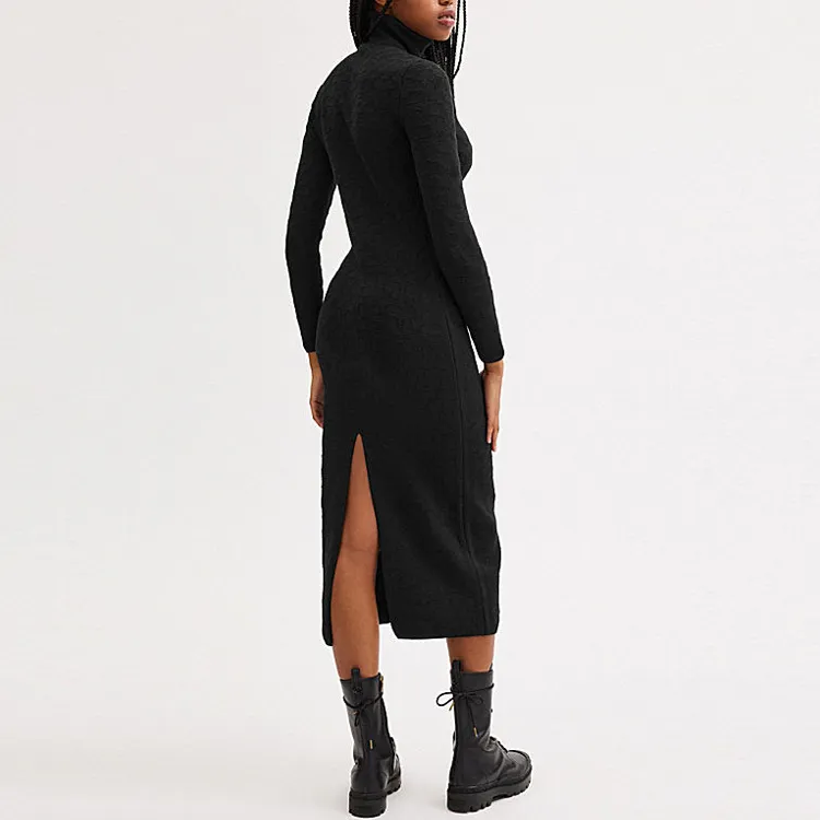 COACH Long Sleeved Dress Women's Black-2