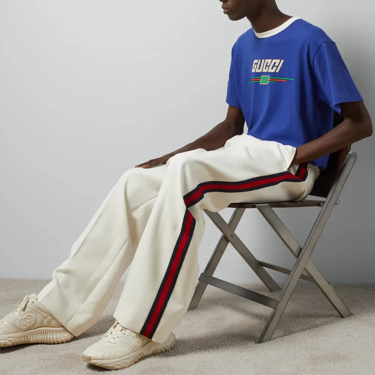 GUCCI T Shirt With Gucci Print T Shirt Men's Blue-2