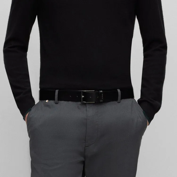 HUGO BOSS Logo Plaque Buckled Belt-1