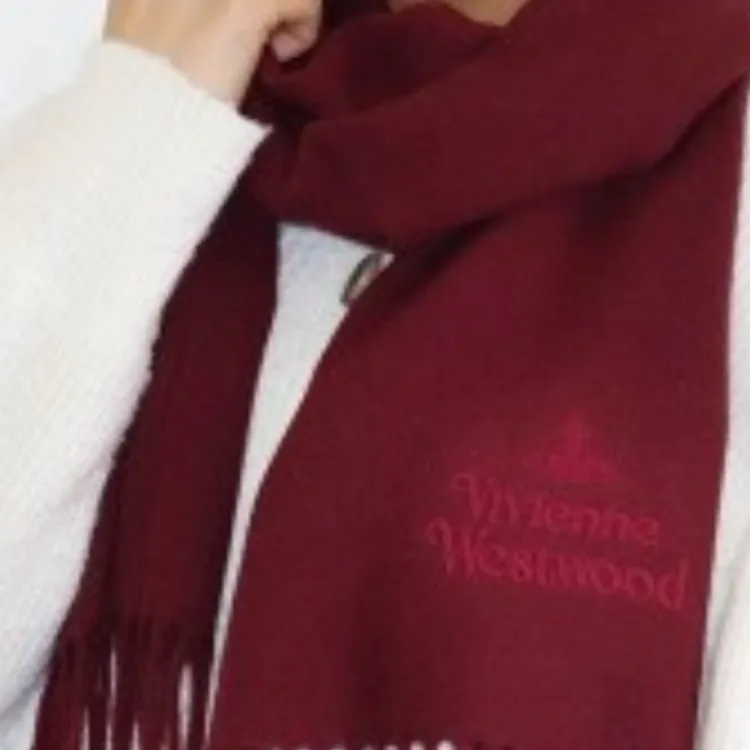 Vivienne Westwood ORB Fringe Embroidered Knit Scarves Women's-2