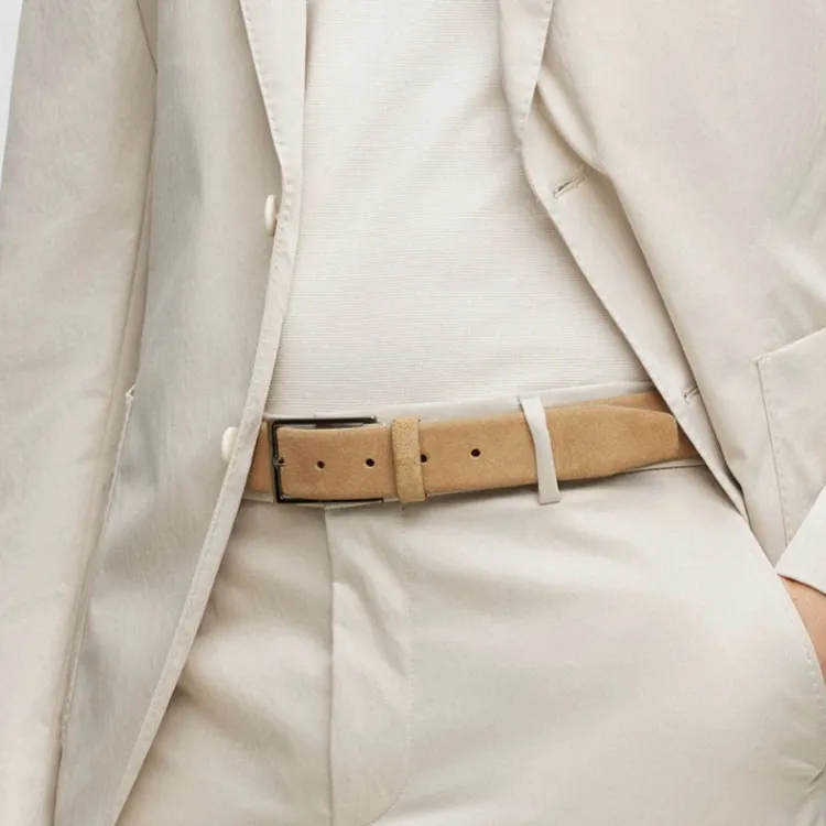 HUGO BOSS Logo Letter Emblem Engraved Pin Buckle Cow Leather Belts Men's Brown Width 3.5CM-1