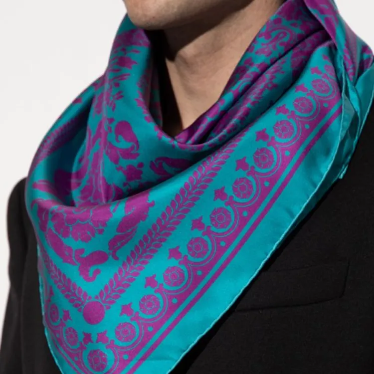 VERSACE Silk Scarves Unisex Purple-2