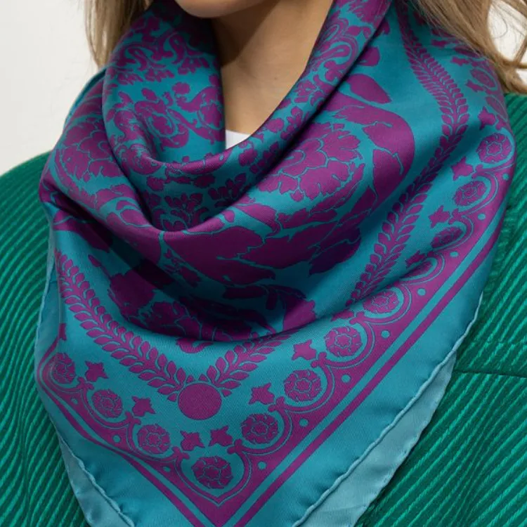 VERSACE Silk Scarves Unisex Purple-1