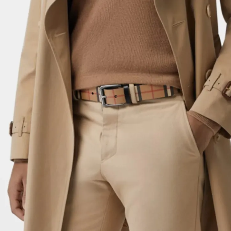 Burberry Vintage Check Leather Belt 1.4 Width-1