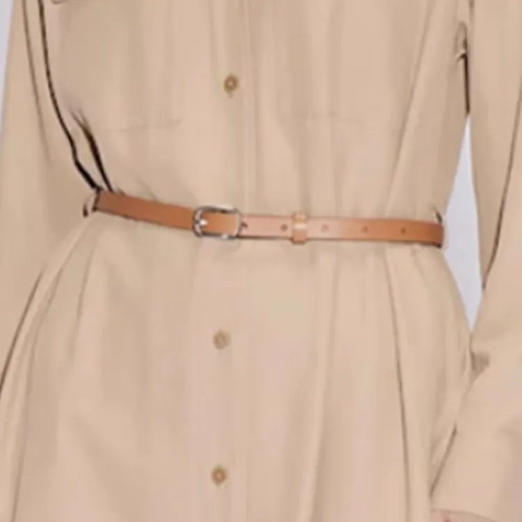 UNIQLO Solid Color Design Pin Buckle Cow Leather Leather Belts Women's Brown Width: 2.5CM-1