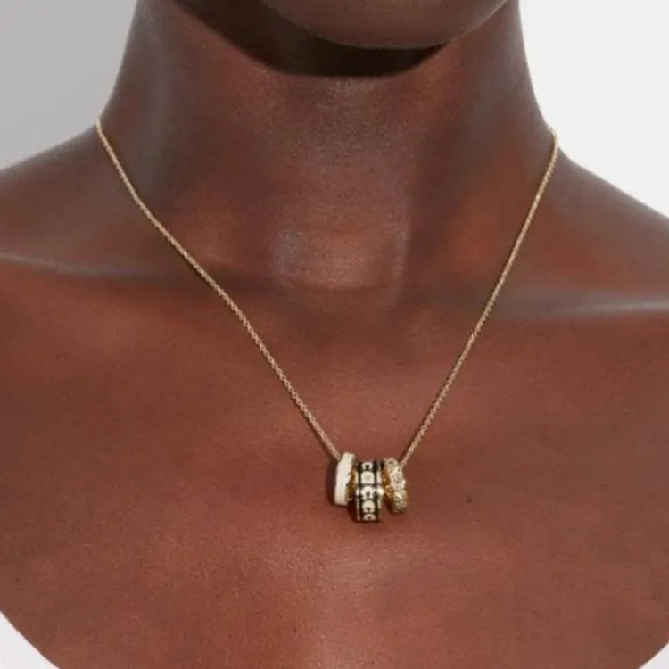 COACH Brass, Enamel, Swarovski Crystal Necklaces Women's Gold-3