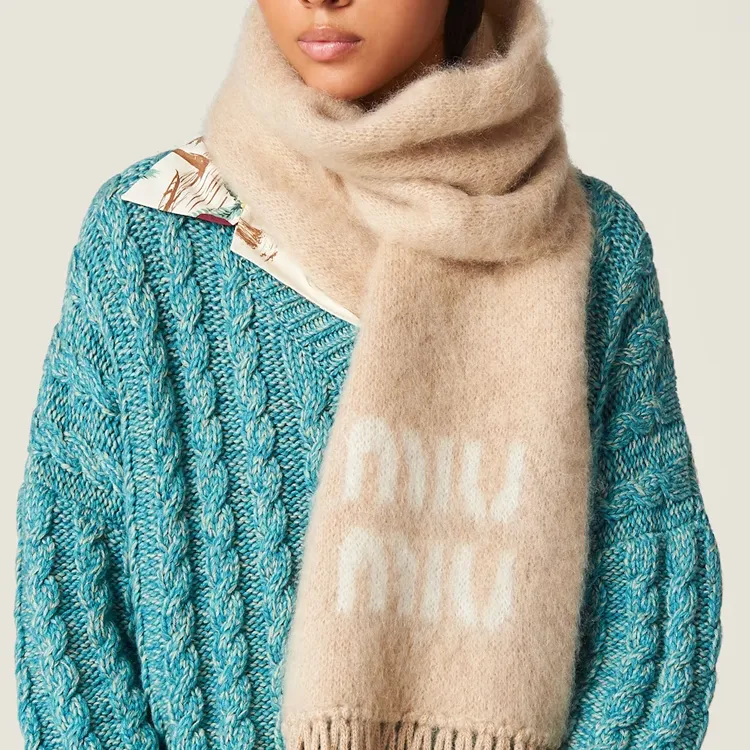 MIU MIU Knit Scarves Unisex Neutral Color-1
