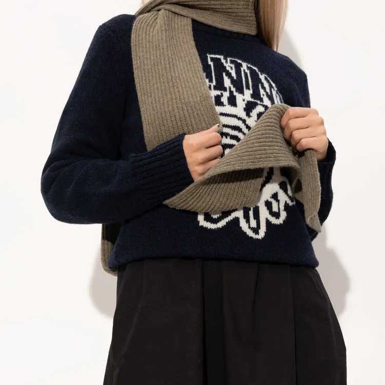 GANNI Knit Scarves Unisex Brown-2