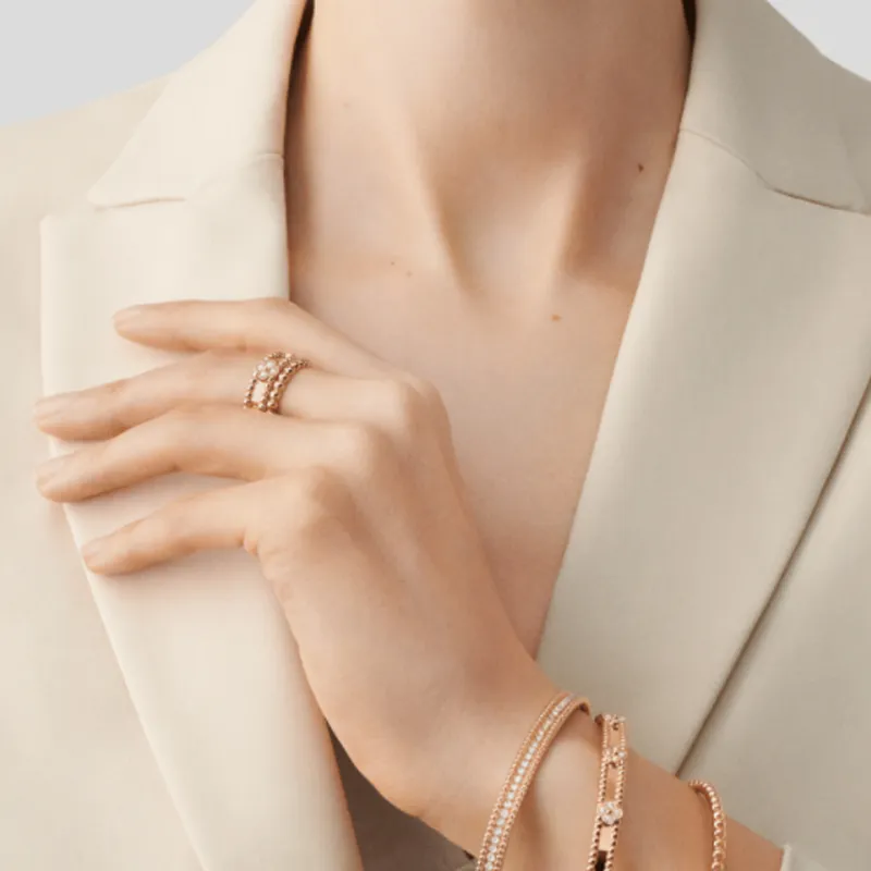 Van Cleef & Arpels Perlee Series 18K Rose Gold Rings Women's-8