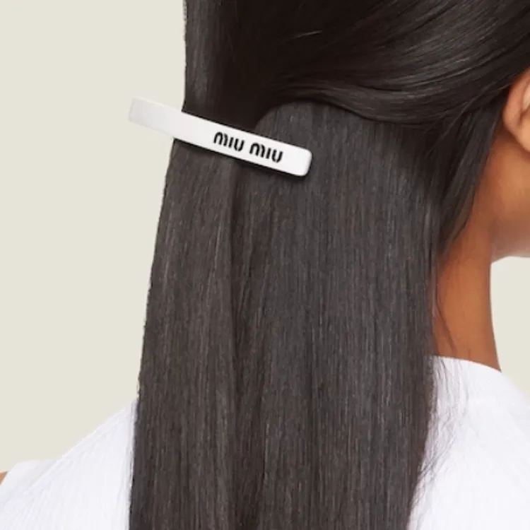 MIU MIU Resin Glass Hair Clips Women's White-1