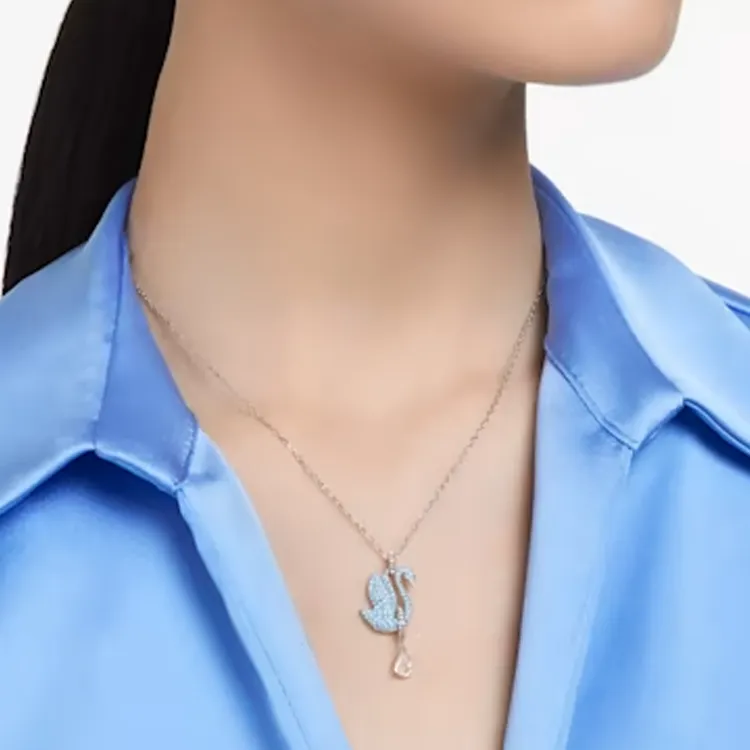 Swarovski Swan Crystal Necklaces Women's Blue-3
