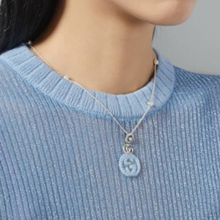GUCCI Sterling Silver Gg Marmont Flower Pendant Necklace-3