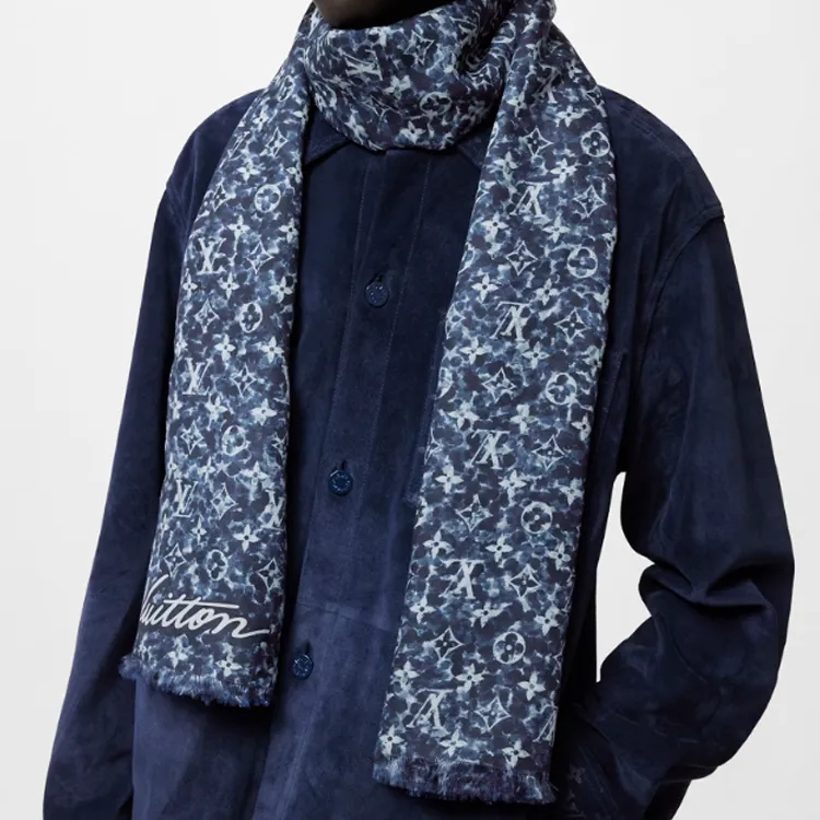 LOUIS VUITTON PLAY MNG POINTILLISM Knit Scarves Unisex Dark Blue-4