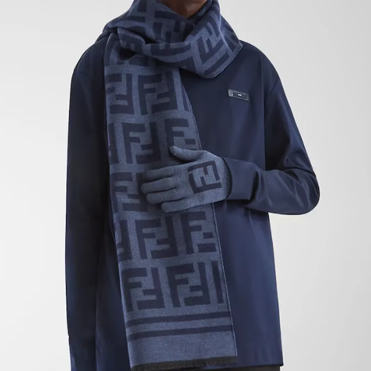 FENDI Knit Scarves Men's Dark Blue-2