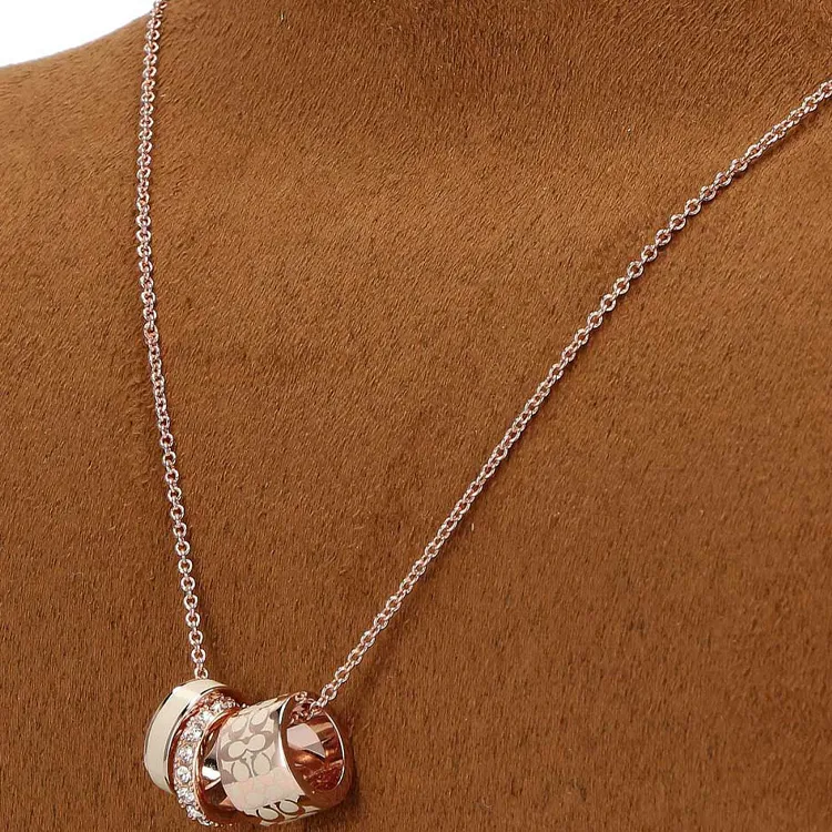 COACH Rose Gold, Electroplated, Brass, Enamel Necklaces Women's Gold-2