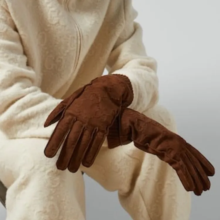 GUCCI Leather Gloves Men's Brown-1