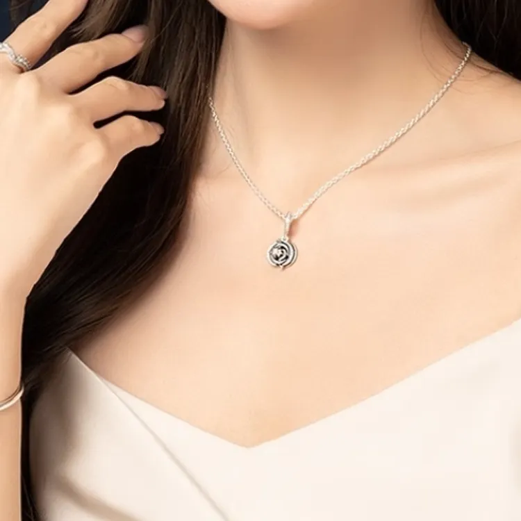 Pandora Gold Plated Copper Silver Alloy 925 Sterling Silver Synthetic Cubic Zirconia Necklaces Women's Silver-1
