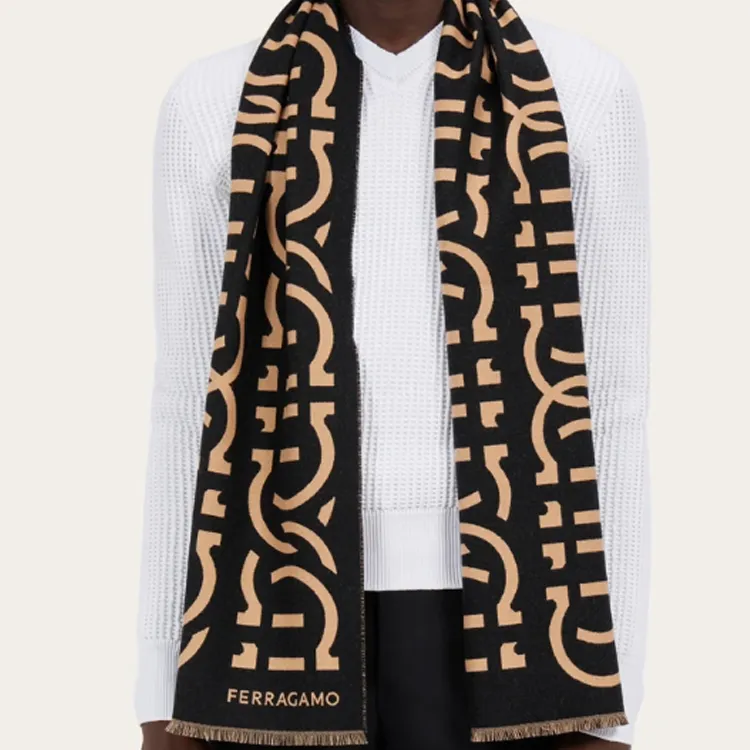 FERRAGAMO Knit Scarves Men's Black-1