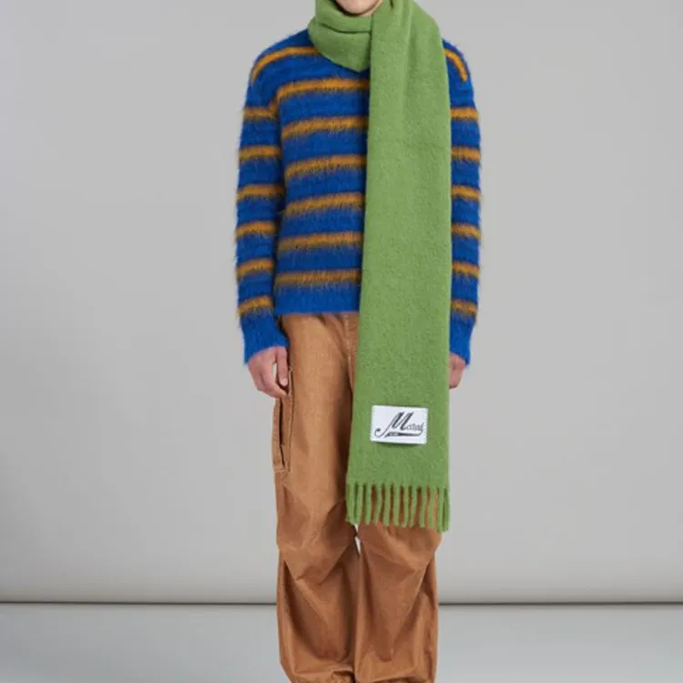 MARNI Logo-patch Fringed Scarf-2