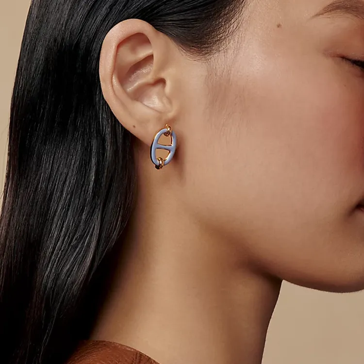 HERMES Metal Rose Gold-Plated Earrings Women's Rose Gold-1