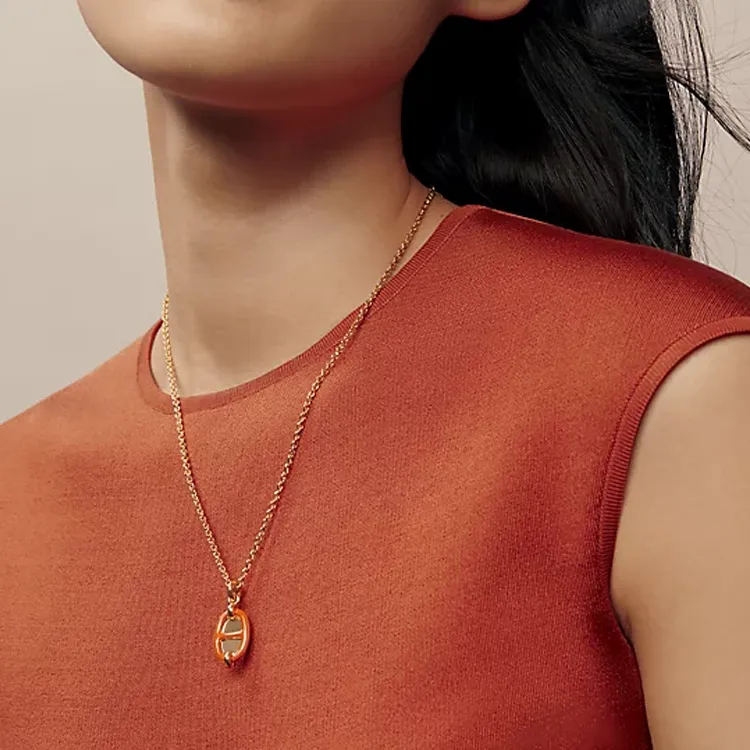 HERMES Metal Gold Plated Necklaces Unisex Gold-2