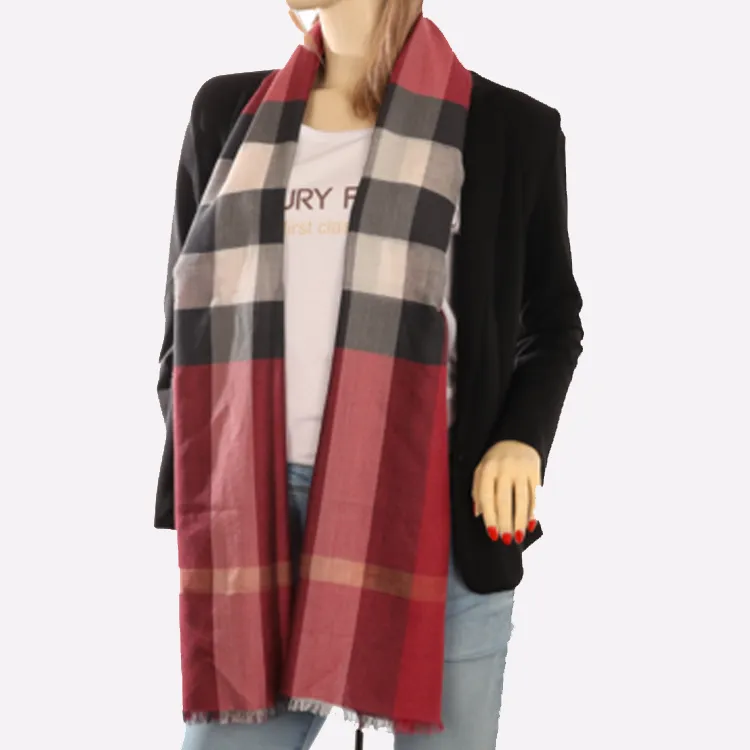 Burberry Wool Silk Nylon Metallic Polyester Knit Scarves Unisex Red-2