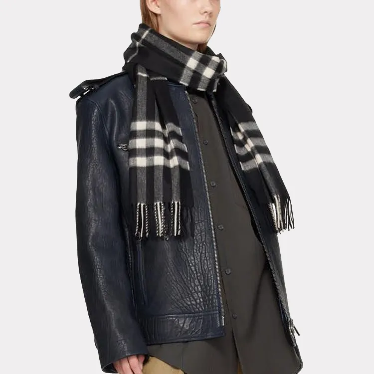 Burberry Flannel Cashmere Knit Scarves Women's Black-2
