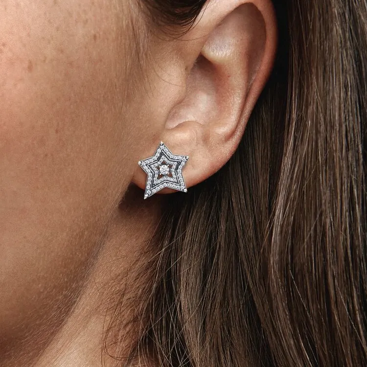 Pandora Silver Cubic Zirconia Stud Earrings Women's Silver-2