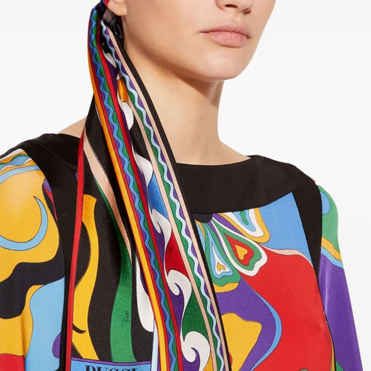 EMILIO PUCCI Small Orchidee print Silk Scarf-3
