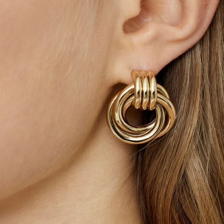Anine Bing Triple Knot Gold tone Earrings-2