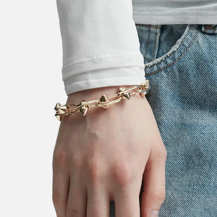 JUSTINE CLENQUET Brass Palladium 24K Gold Bracelets Men's Gold-3